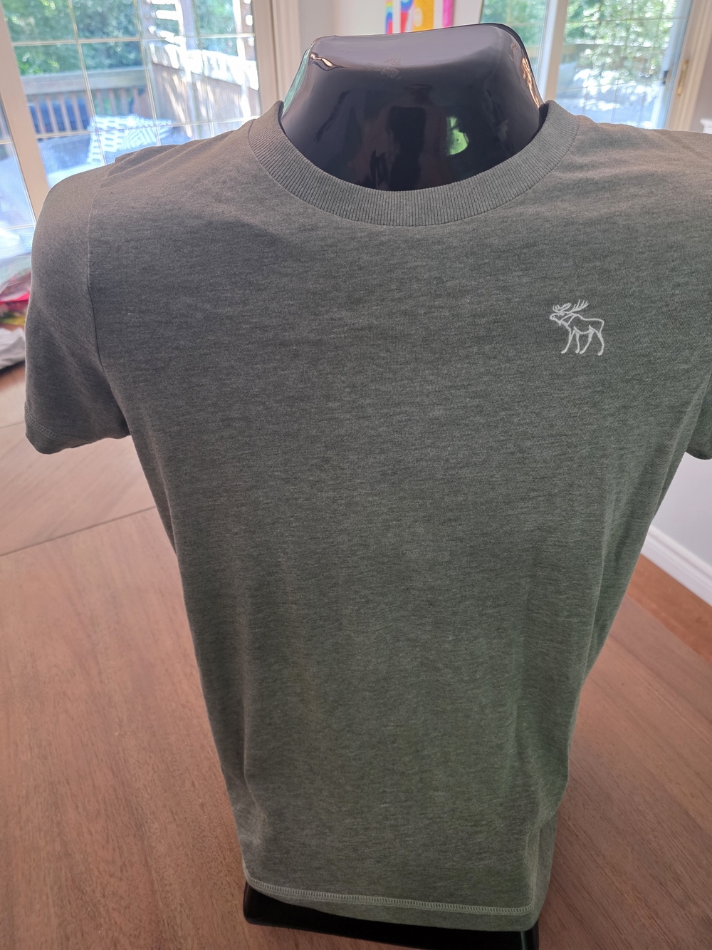 Abercrombie & Fitch Men's Green Crew Neck Logo T-Shirt